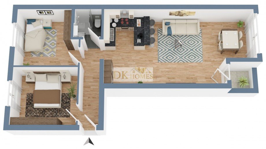 Grundriss 3D Erdgeschosswohnung Viernheim